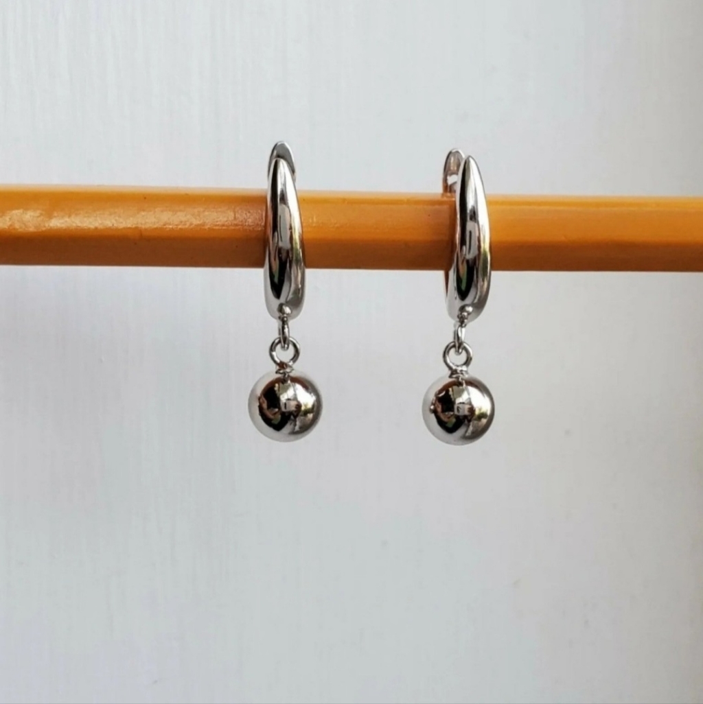 14k White Gold Plated Dangle Drop Earrings